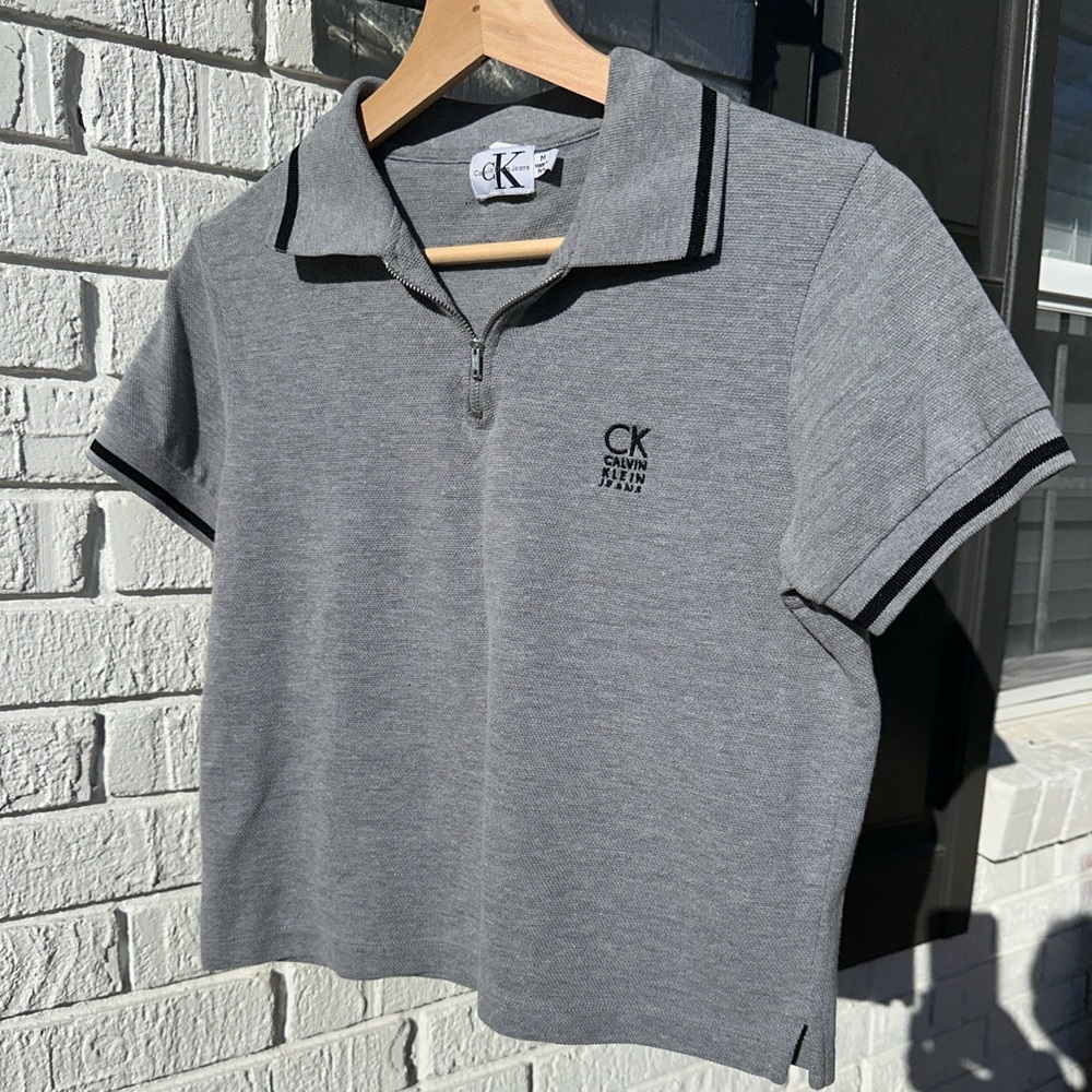 Vintage Calvin Klein Jeans Gray Polo Shirt Quarter Zip